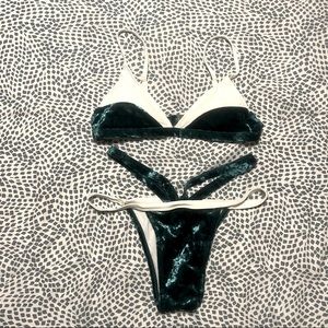 Sunny Co Clothing Ariel Bikini Green & White Small top Medium bottom